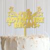 ArogGeld The Adventure Begins Cake Topper Classic Wooden Happy Birthday Sign Cake Toppers Personalized Adventure Awaits Any Age Name Perfect Keepsake Decor For Girl Women Birthday Party Glitter Wood view 1