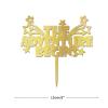 ArogGeld The Adventure Begins Cake Topper Classic Wooden Happy Birthday Sign Cake Toppers Personalized Adventure Awaits Any Age Name Perfect Keepsake Decor For Girl Women Birthday Party Glitter Wood view 3
