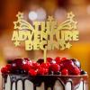 ArogGeld The Adventure Begins Cake Topper Classic Wooden Happy Birthday Sign Cake Toppers Personalized Adventure Awaits Any Age Name Perfect Keepsake Decor For Girl Women Birthday Party Glitter Wood view 4