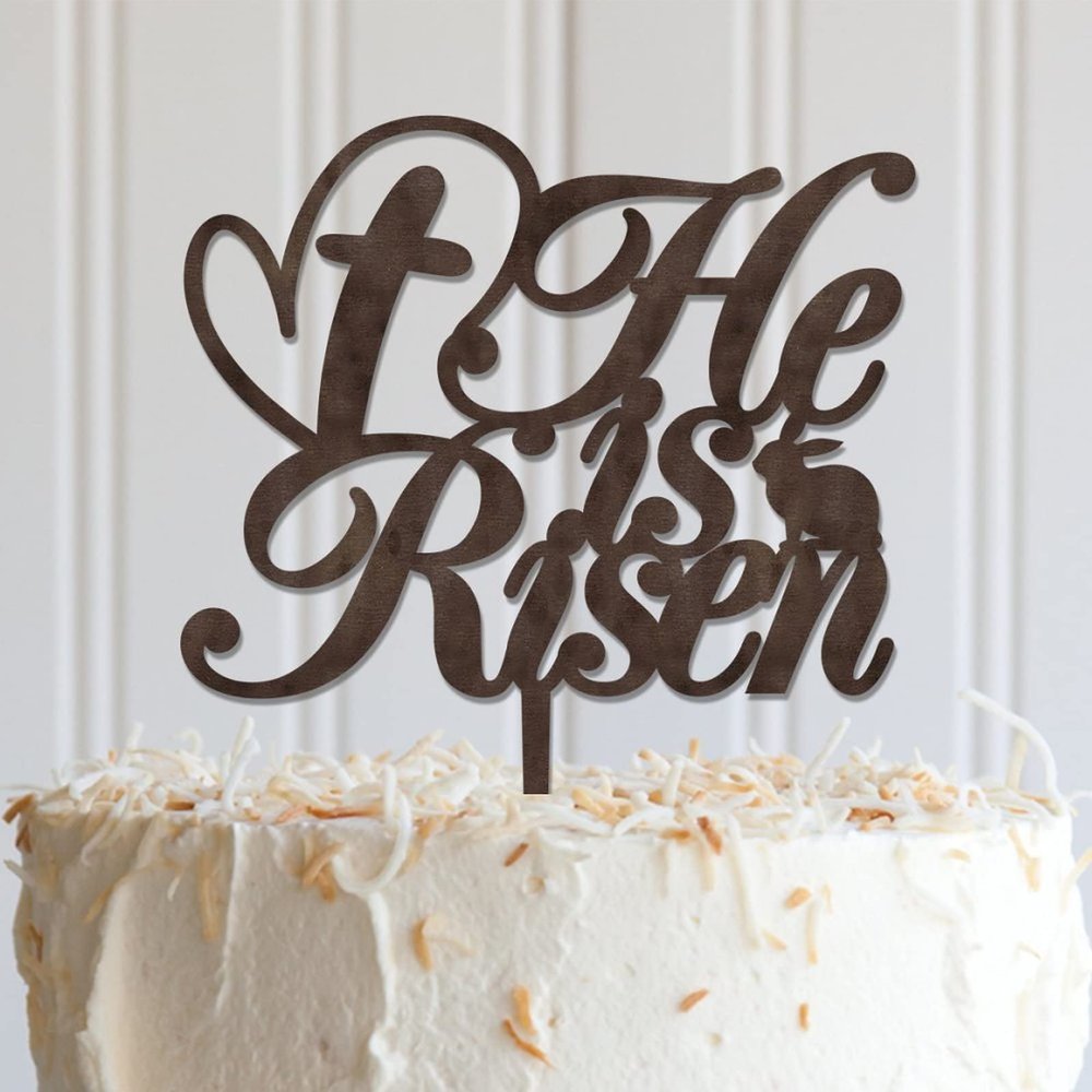 ArogGeld He Is Risen Cake Topper Funny Wooden Brown Cake Toppers Happy Birthday Personalized Baby Grils Boys Any Age Name Anniversary Party Decoration For Engagement Bridal Shower Vow Renewal Wedding