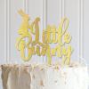 A Little Bunny Cake Topper Durable Wooden Birthday Cake Toppers Customized Happy Easter Children Adult Any Age Name Happy Birthday Cake Bunting Decor For Girl Women Birthday Party Glitter Wood view 1