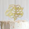 ArogGeld Happy Birthday Cake Topper Classic Wooden Happy Birthday Topper Customized Children Adult Any Age Name Happy Birthday Cake Bunting Decor For Birthday Wedding Anniversary Party Glitter Wood view 1