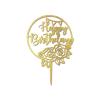 ArogGeld Happy Birthday Floral Cake Toppers Funny Wooden Happy Birthday Cake Toppers Custom Baby Grils Boys Any Age NameDecoration For Anniversary Congratulation Birthday Party Favors Glitter Wood view 2