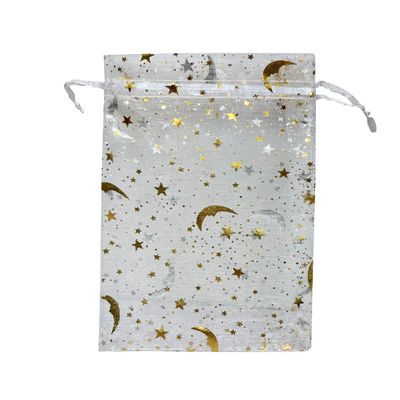 ANSLEY SHOP 100pcs 4x6 Inches Drawstrings Organza Gift Candy Bags Wedding Favors Bags (Star-White)