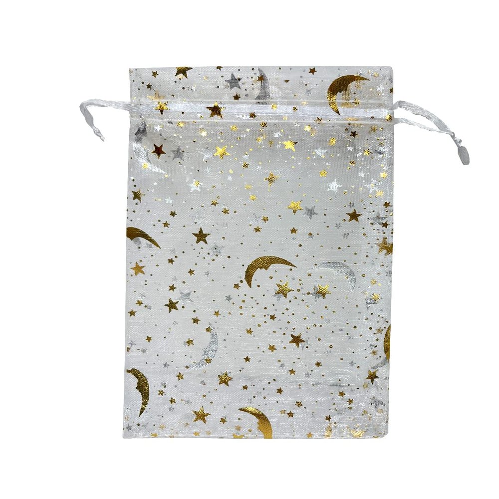 ANSLEY SHOP 100pcs 4x6 Inches Drawstrings Organza Gift Candy Bags Wedding Favors Bags (Star-White)