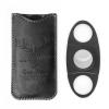 menesia Stainless Steel Cigar Cutter Guillotine with Leather Pouch, Double Blade for a Precise Perfect Cut(Black Deer) view 1