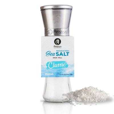 Ariston The Very Best Refillable Gourmet Greek Sea Salt Grinder  6.7 oz (190 g)  Product of Greece  Classic Sea Salt
