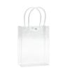 12 pc Clear Gift Bags,Plastic Gift Bags with Handle and Button, Reusable Transparent PVC Gift Wrap Tote Bag for Bridal Party Favor, Baby Shower, Wedding Favor, Shopping Bag Bulk (10x8x3") view 1