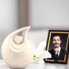 Large White Teardrop Urn with White Heart for Human Ashes Male - Urns for Adult Men and Women - Cremation Urns for Ash, Funeral/Burial Urns, Decorative and Keepsake ERN, Heart Urn, 2.5 LTR view 2