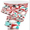 Craig Bachman 2.5" Peppermint Gingham Royal Ribbon: Black/White (10 Yards) Gift Wrapping Ribbon view 1