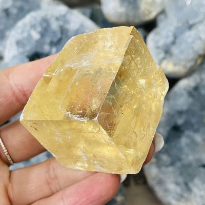 WGPHDW Meditation Home Decor, Natural Orange Clear Iceland Spar Stone Yellow Calcite Reiki Healing Specimen Rough Raw Mineral Collection Gift Gifts,Natural Crystal (Size : 1 Piece)