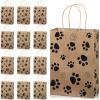 Blulu 20 Pcs Puppy Dog Paw Gift Bags with Paper Twist Handles, Dog Gift Paper Paw Treat Goodie Bags for PET Treat Party Favor, 6.3 x 3.1 x 8.6 Inch(Brown Backing) view 1