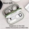 Muf 2 in 1 Contact Lens Case and Glasses Case, Double Sided Design with Mirror, Portable Travel Kit with Tweezer, Remover and Solution Bottle, Green view 4