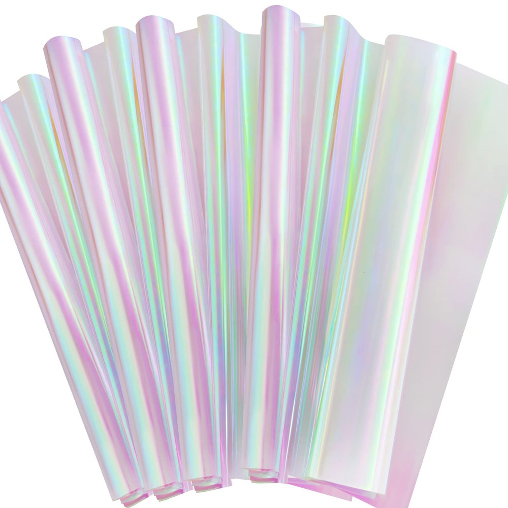 Outus Iridescent Cellophane Film Rainbow Cellophane Wrapping DIY Craft Decorations for Gift Baskets Fairy Butterfly Supply Party Festival celebrations(39 x 236 Inch,Pink)