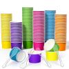 Boao 100 Set 5 oz Ice Cream Cups with Spoons Disposable Paper Sundae Dessert Bowls Summer Party Supplies (Colorful Style) view 1
