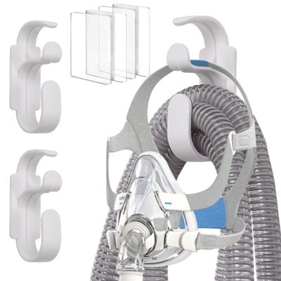 coceyese 2Pcs CPAP Mask Hose Holder Hanger with Anti Unhook Feature, CPAP Hose Hanger Tubing Organizer&CPAP Headband Hook Combined for Keeping Tube from Leakage and Intertwine