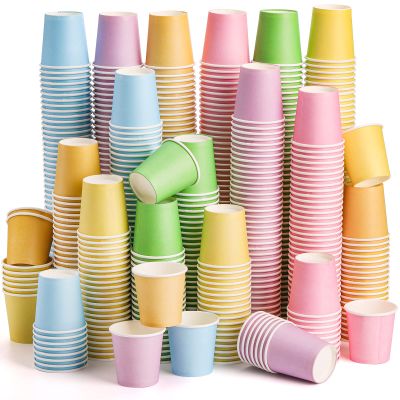 Nicunom 600 Pack 2 oz Disposable Bathroom Cups Mouthwash Cups Paper Sampling Cup Drinking Cup Small Cup for Home Picnic Travel Party, 6 Colors