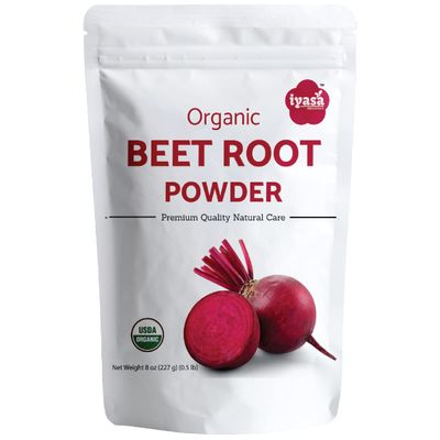 Iyasa Organic Beet Root Powder, Plant Based, Vegan, Gluten-Free, Beetroot Superfood for Baking and Cooking 8 oz 223 gm