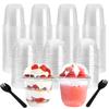 Nicunom 100 Pack 12 oz Clear Dessert Cups with No Hole Dome Lids & Sporks, Plastic Parfait Cups, No Leaking Disposable Party Cup for Ice Cream Fruit Cake Snack Yogurt Cold Drink view 1