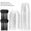 Nicunom 100 Pack 12 oz Clear Dessert Cups with No Hole Dome Lids & Sporks, Plastic Parfait Cups, No Leaking Disposable Party Cup for Ice Cream Fruit Cake Snack Yogurt Cold Drink view 2