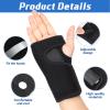 2 Pieces Carpal Tunnel Wrist Brace for Night Wrist Sleep Supports Splints Stabilizer and Hand Brace Cushioned to Help with Carpal Tunnel Pain Relief Universal Adjustable Fit(Breathable Style,Black) view 3