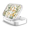 2 Compartment Pill Box, Portable for Pocket or Handbag, Decorative Metal Pill Box, Vitamin Organizer, Unique Gift (1 Piece, 39-Flowers Pinck) view 1