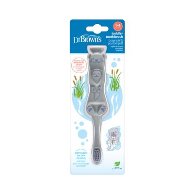 Dr. Brown's Otter Toddler Toothbrush, Soft Bristles with Suction Cup for Storage, BPA Free, Ages 1-4, 1-Pack