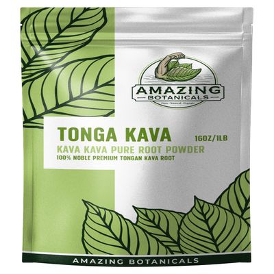 Amazing Botanicals Kava Tonga 100% Noble Pure Tongan Kava Herbal Supplement, 16oz, 1lb, 1 Pound Bag of Pure Finest Kava Tonga