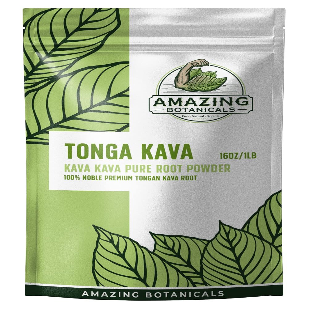 Amazing Botanicals Kava Tonga 100% Noble Pure Tongan Kava Herbal Supplement, 16oz, 1lb, 1 Pound Bag of Pure Finest Kava Tonga