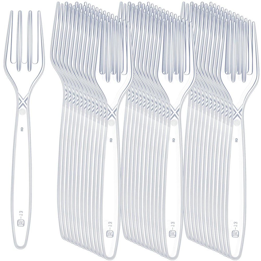 500 Packs Clear Plastic Forks 5.8 Inch Heavy Duty Disposable Forks Heavyweight Plastic Utensils for Everyday Meals, Wedding, Catering, Parties, Buffets, Restaurant, Picnics, Bbqs, or Everyday Use