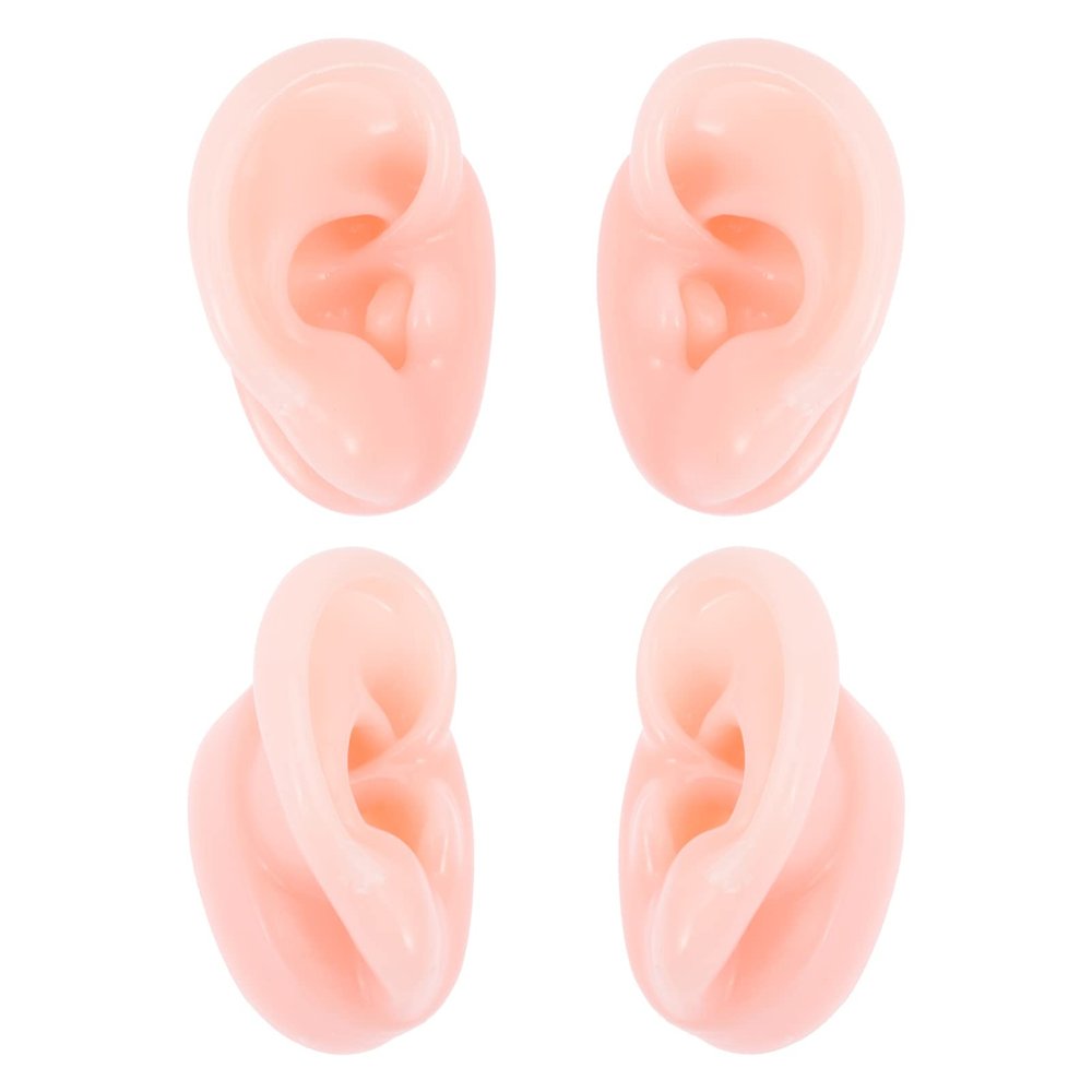 Mipcase 2pairs Silicone Ear Molds for Piercing Practice Realistic Fake Ears for Jewelry Display Teaching Tools Flexible Durable Body Parts Model for Beauty Shops and Educational Use