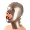 Yilen Latex Hood Women Latex Party Mask Open for The Nose and Chin with Double Ponytail Wigs Silver Latex Mask (XL, Silver-no tube no wigs) view 2