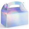 Harhana Party Treat Boxes, Iridescent Metallic Foil Gift Boxes- for Party Favors, Small Goodie Candy Boxes for Wedding, Birthday, Iridescent White, 6.2 x 3.6 x 3.4 Inches (12 pcs) view 1