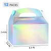 Harhana Party Treat Boxes, Iridescent Metallic Foil Gift Boxes- for Party Favors, Small Goodie Candy Boxes for Wedding, Birthday, Iridescent White, 6.2 x 3.6 x 3.4 Inches (12 pcs) view 2
