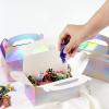 Harhana Party Treat Boxes, Iridescent Metallic Foil Gift Boxes- for Party Favors, Small Goodie Candy Boxes for Wedding, Birthday, Iridescent White, 6.2 x 3.6 x 3.4 Inches (12 pcs) view 3