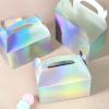 Harhana Party Treat Boxes, Iridescent Metallic Foil Gift Boxes- for Party Favors, Small Goodie Candy Boxes for Wedding, Birthday, Iridescent White, 6.2 x 3.6 x 3.4 Inches (12 pcs) view 4