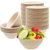 100 Pack 8oz Compostable Paper Bowls,Heavy-Duty Disposable Natural Bagasse Bowls,Biodegradable Soup Bowls,Eco-Friendly,Heat Resistant,for Ice Cream,Salad,Soup,Snack,Dessert,Pasta,Hot or Cold Use view 1