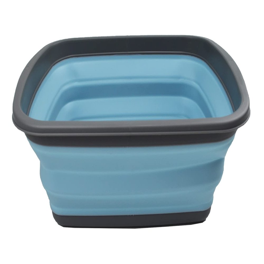 SAMMART 10L (2.6 Gallons) Collapsible Tub - Foldable Dish Tub - Portable Washing Basin - Space Saving Plastic Washtub (Grey/Sea Angel)