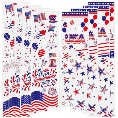 Ruluti 100pcs American Independence Day Party Cellophane Bags Plastic Clear Candy Gift Bags for Cookies Supplies