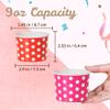 MATICAN Paper Ice Cream Cups - 50-Count 9-Oz Disposable Dessert Bowls for Hot or Cold Food, 9-Ounce Party Supplies Treat Cups for Sundae, Frozen Yogurt, Soup, 5 Colors, Polka Dots view 4