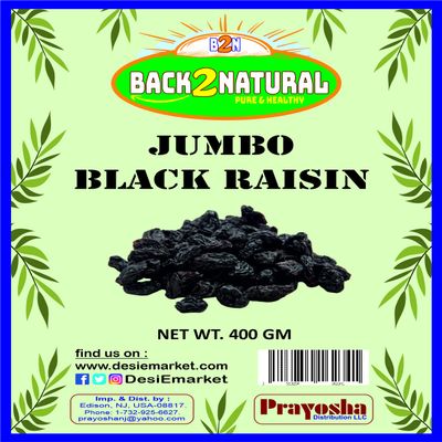 Back2Natural Jumbo Black Raisins | Dry Grapes 400 Gm