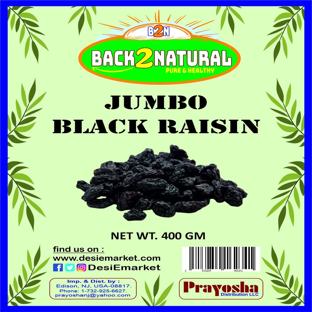 Back2Natural Jumbo Black Raisins | Dry Grapes 400 Gm