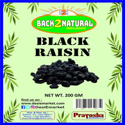 Back2Natural Black Raisins | Dry Grapes 200 Gm