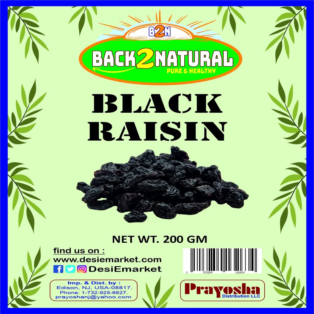 Back2Natural Black Raisins | Dry Grapes 200 Gm