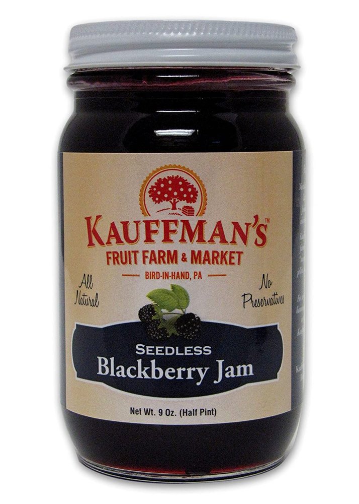 Kauffman Orchards Seedless Blackberry Jam, All Natural, No Preservatives, 9 Oz. (Pack of 2)
