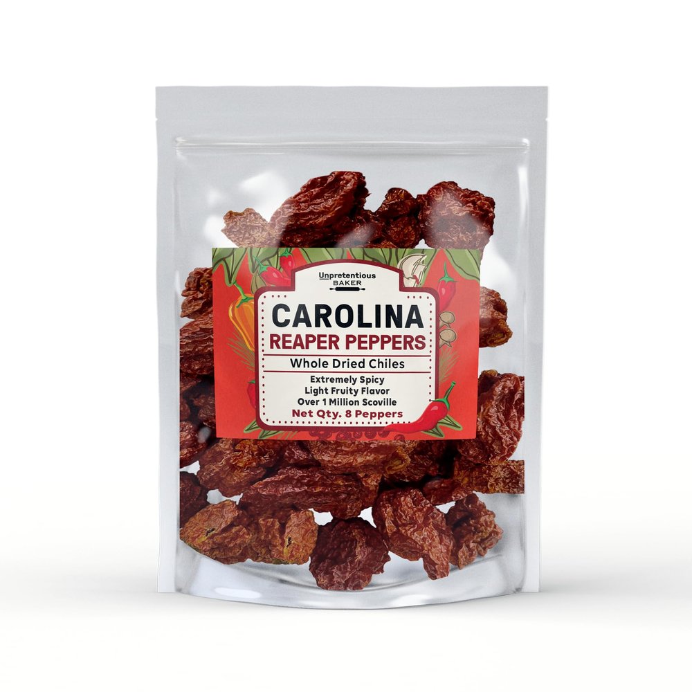 Unpretentious Whole Dried Carolina Reaper Chiles, 8 Count, Extremely Spicy Chiles, Hot Sauce