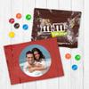 12ct Personalized Wedding Favors with Photo M&M's Candy Fun Size Bags (12 Pack) - Red Foil - Fully Assembled Bulk Candy with Brand view 1