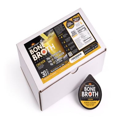 Brite Start Bone Broth - Chicken Bone Broth - 30 Count - Keto Friendly Concentrate with 16g Collagen, 20g Paleo Protein - Made from Free Range Chicken Bones - Single Serve Packets
