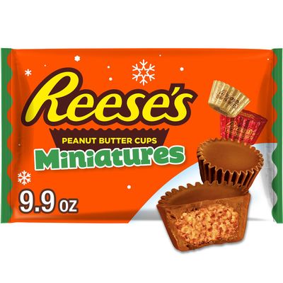 REESE'S Miniatures Milk Chocolate Peanut Butter Cups, Christmas Candy Bag, 9.9 oz