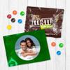 12ct Personalized Wedding Favors with Photo M&M's Candy Fun Size Bags (12 Pack) - Green Foil Fully Assembled Bulk Candy with Brand view 1